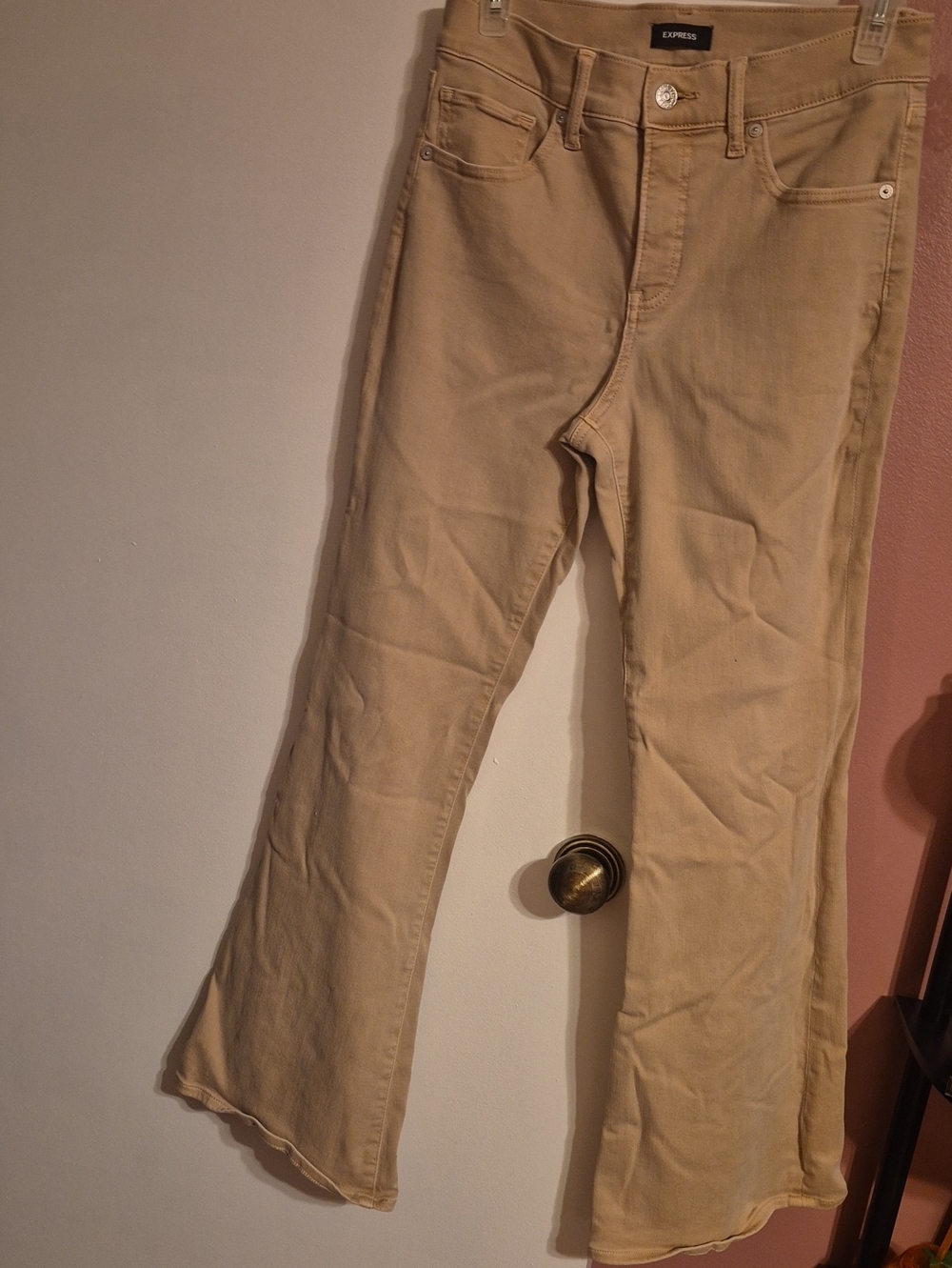 Express Women's Tan Flared Jeans - Light Blush